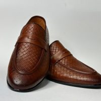 کفش چرم طبیعی کالج طرح حصیری مدل ۱۱۲۸